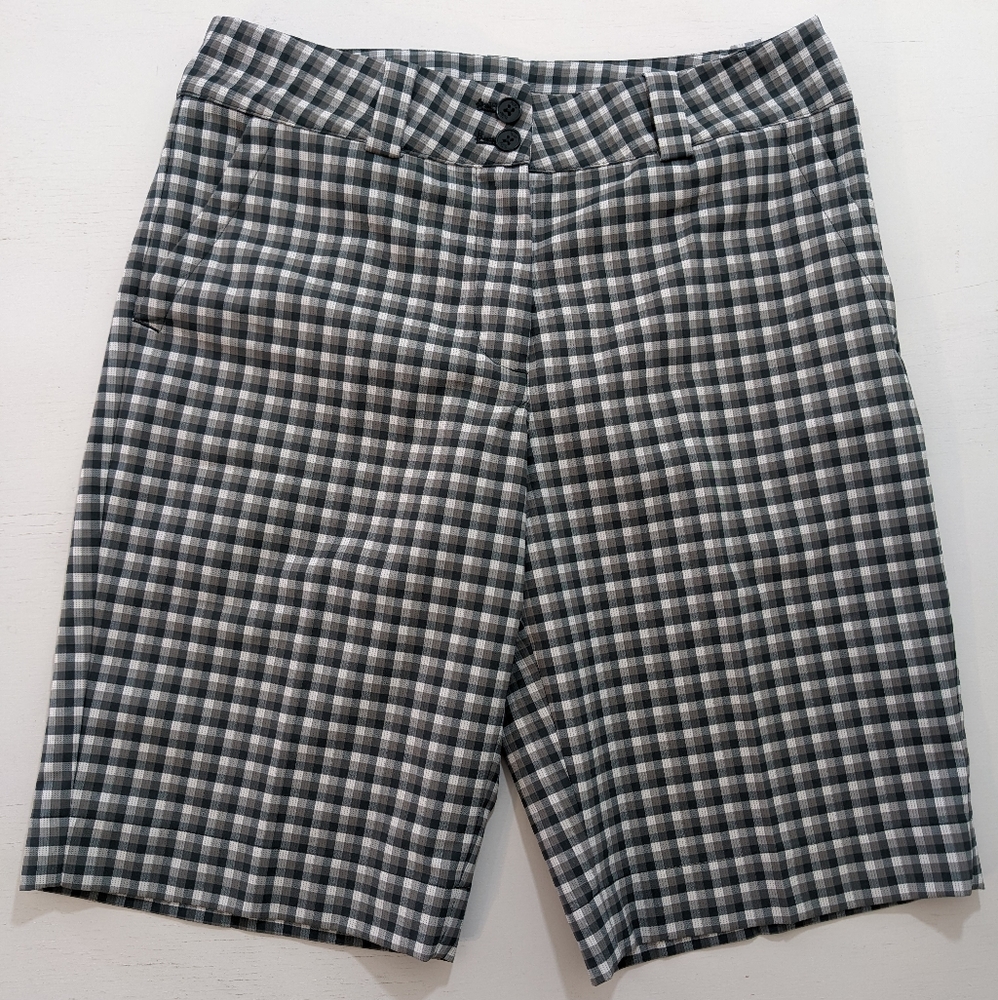 Nike Golf Bermuda Shorts Dri-Fit Size 6 Checkered Blue/Gray.